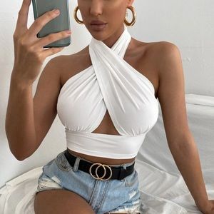 Shein Cross Crop Halter Top